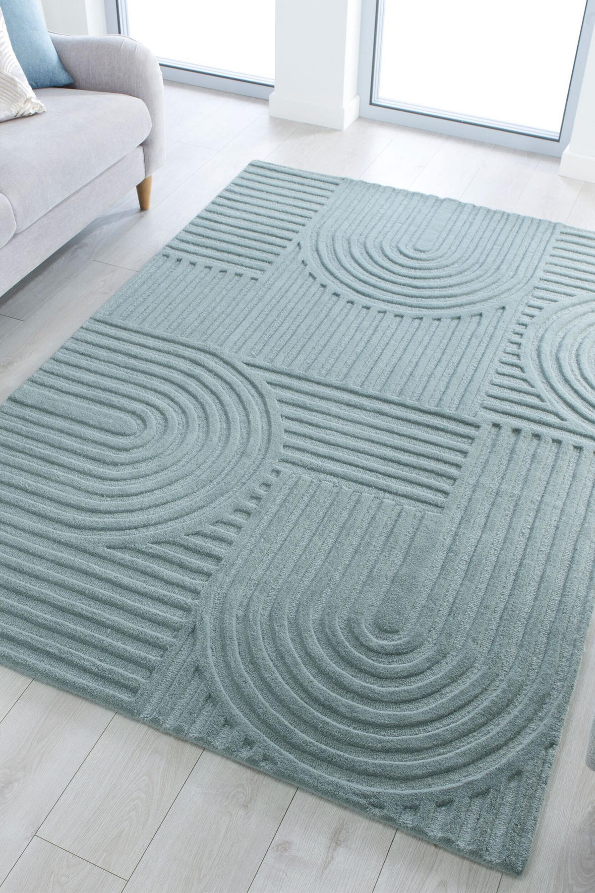 WOLLTEPPICH Pastell-Design, handgetuftet LEVEN BLAKE, Türkis 160x230 cm - Türkis, Textil (160/230cm) - KADIMA DESIGN
