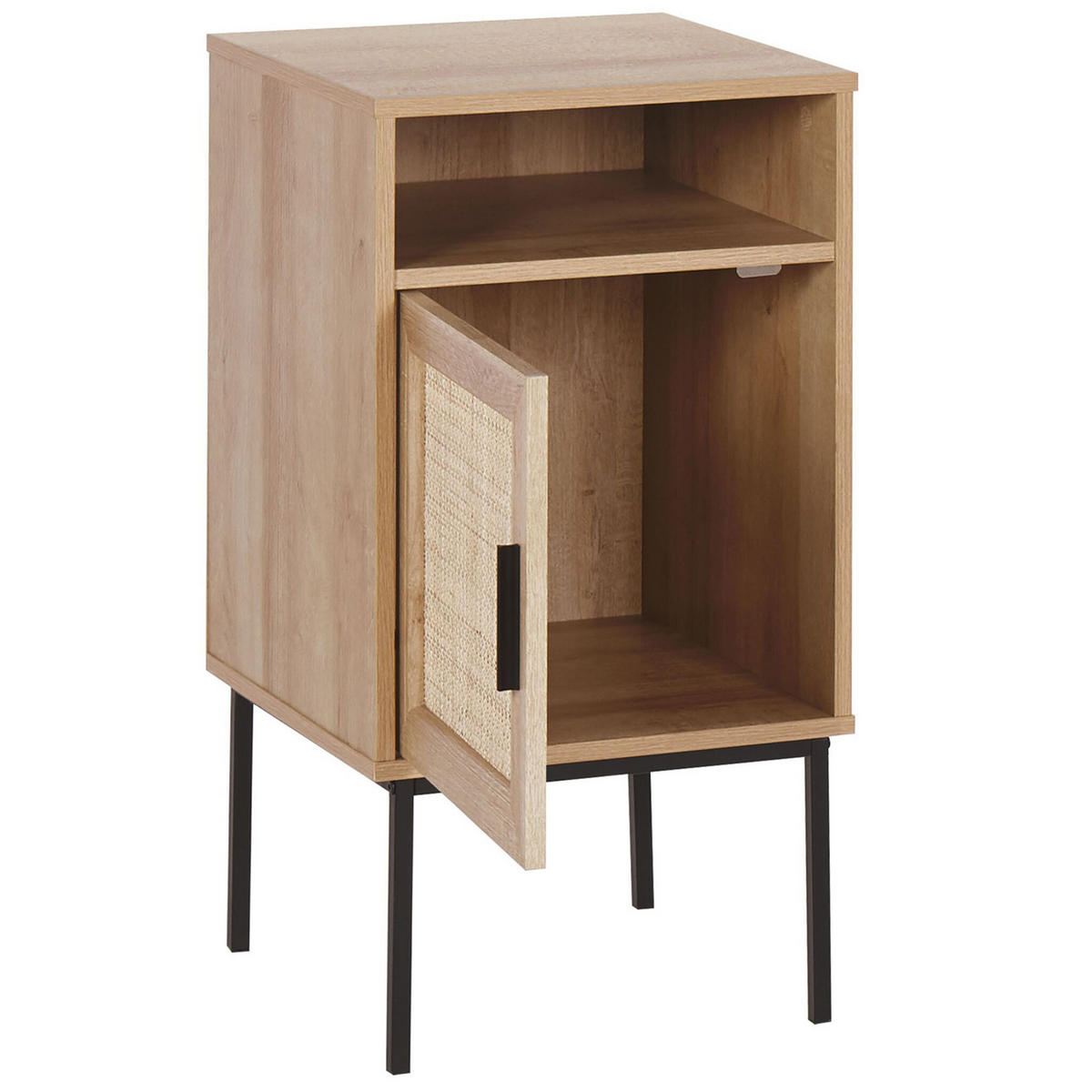 NACHTTISCH Rattan heller Holzfarbton Pasco - Hellbraun/Schwarz, Holzwerkstoff (40/78/40cm) - Beliani