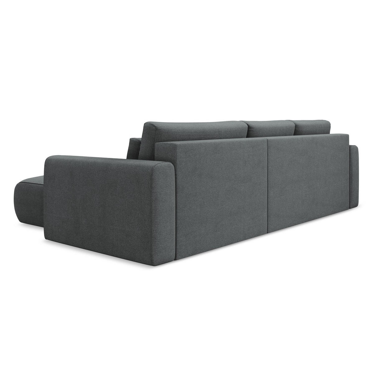 ECKSOFA mit Schlaffunktion Strukturstoff Stoff Grau - Schwarz/Grau, Kunststoff/Textil (278/149cm) - Makamii