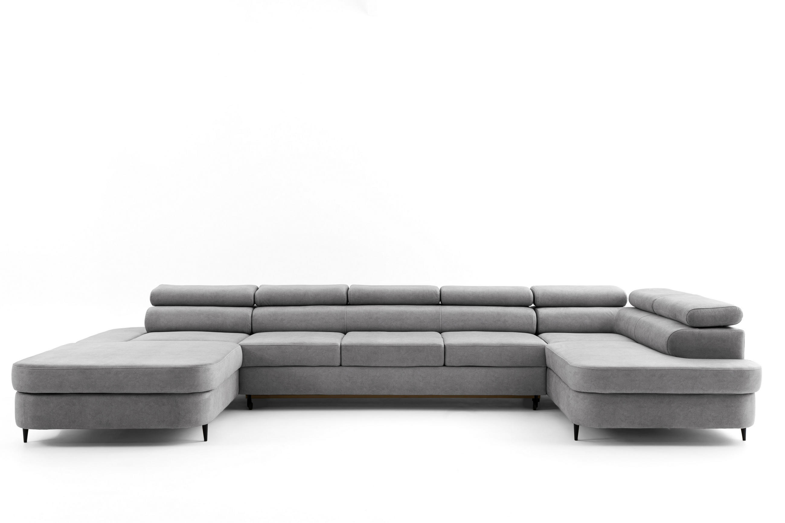 WOHNLANDSCHAFT PRIAM MAXI U – XXL Ecksofa U-form 400 cm inkl. Schlaffunktion, 2 Bettkästen & Kopfteilverstellung Hellgrau - Hellgrau, Holz/Textil (400/91/203cm) - Muffo