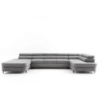 WOHNLANDSCHAFT PRIAM MAXI U – XXL Ecksofa U-form 400 cm inkl. Schlaffunktion, 2 Bettkästen & Kopfteilverstellung Hellgrau - Hellgrau, Holz/Textil (400/91/203cm) - Muffo