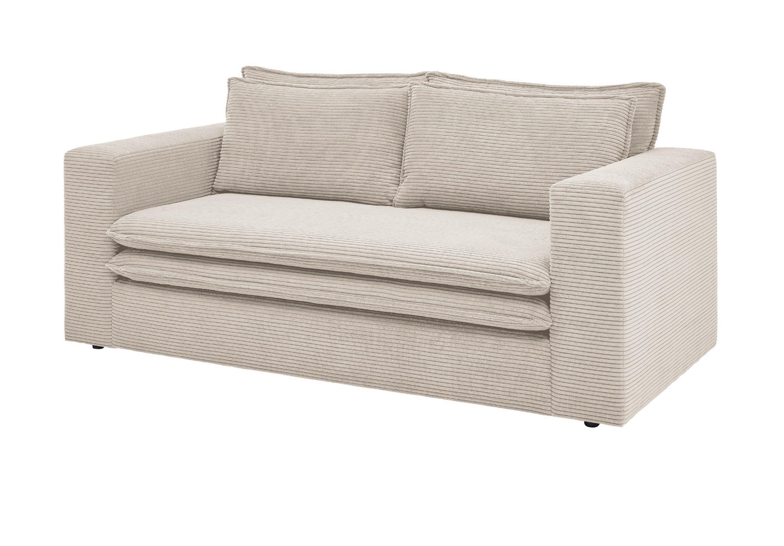 SOFA beige Cord, Couch 2-Sitzer 180 cm - Beige, Holz/Textil (180/83/91cm) - Furn.Design