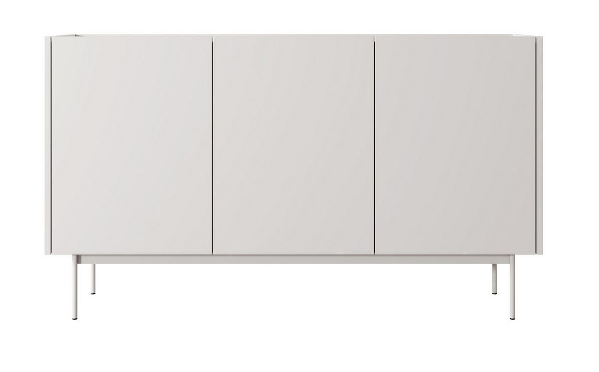 KOMMODE 144 cm Laris - Beinen, 3 Türen, Beige - Kaschmir, Holz (144/83/37cm) - Emporius