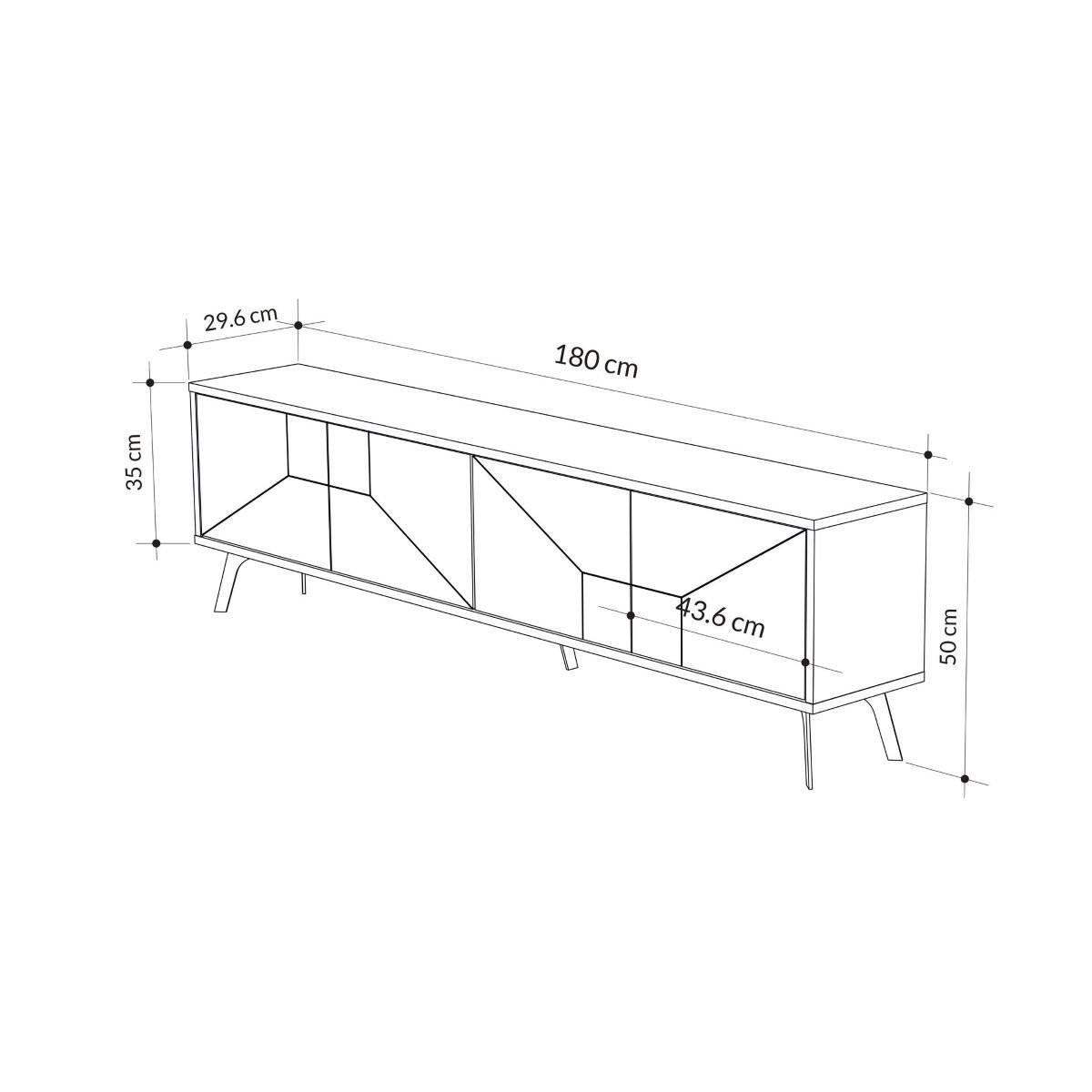 TV-MÖBEL 4 Türen L180 cm - Dune - Weiß, Holzwerkstoff (29.6/50/180cm) - Calicosy