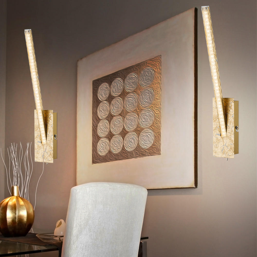 LED WANDLEUCHTE Fuego Gold Kristall 2er Set - Goldfarben, Metall (6.2/35/10.5cm)