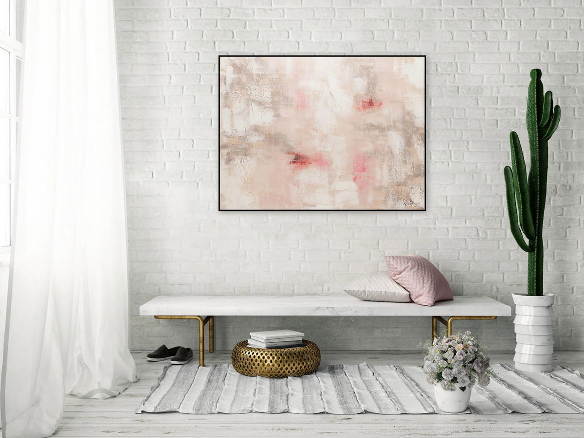 ACRYLBILD HANDGEMALT 100/75 cm - Pink, Holz/Textil (100/75cm) - KUNSTLOFT