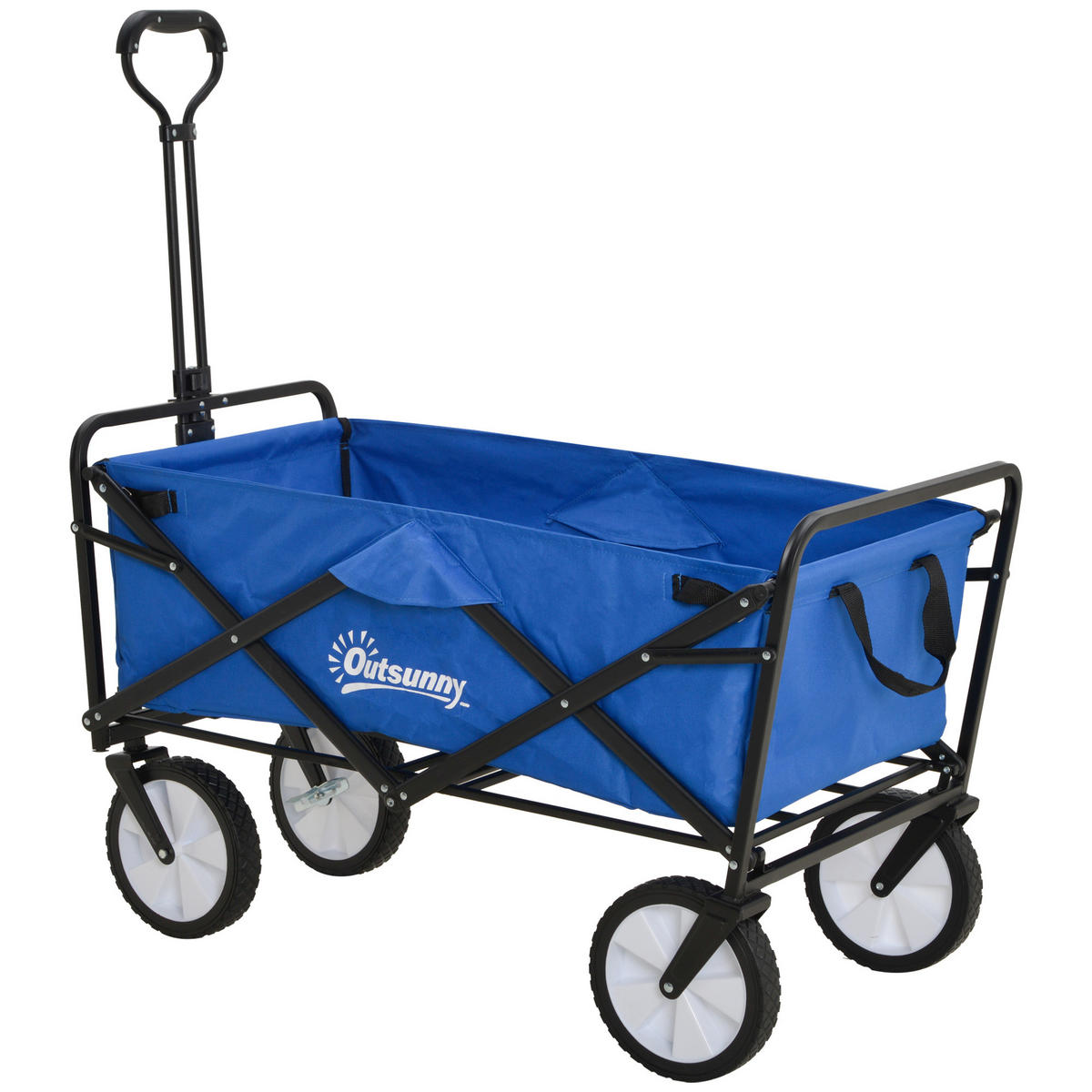 GARTENWAGEN DE-10521 faltbar mit Bremsen, 68 kg Schwarz - Dunkelblau, Metall (49/100/93cm) - ComfortXL