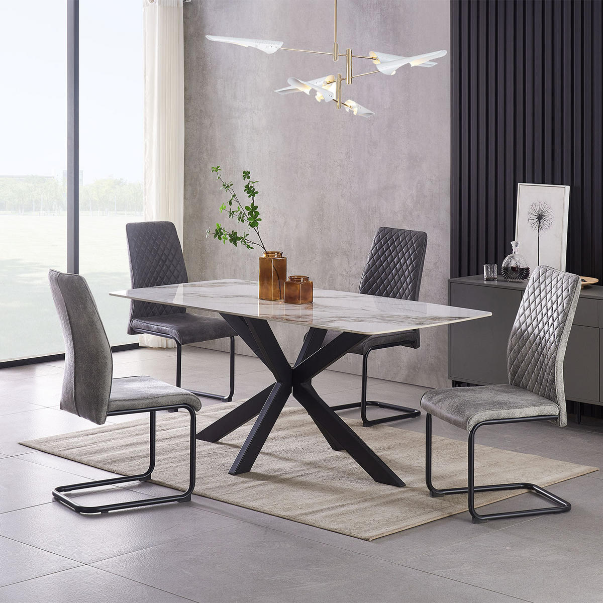 SCHWINGSTUHL THEO Grau 4 Stück - Grau, Textil/Metall (44/98/58cm) - B&D Home