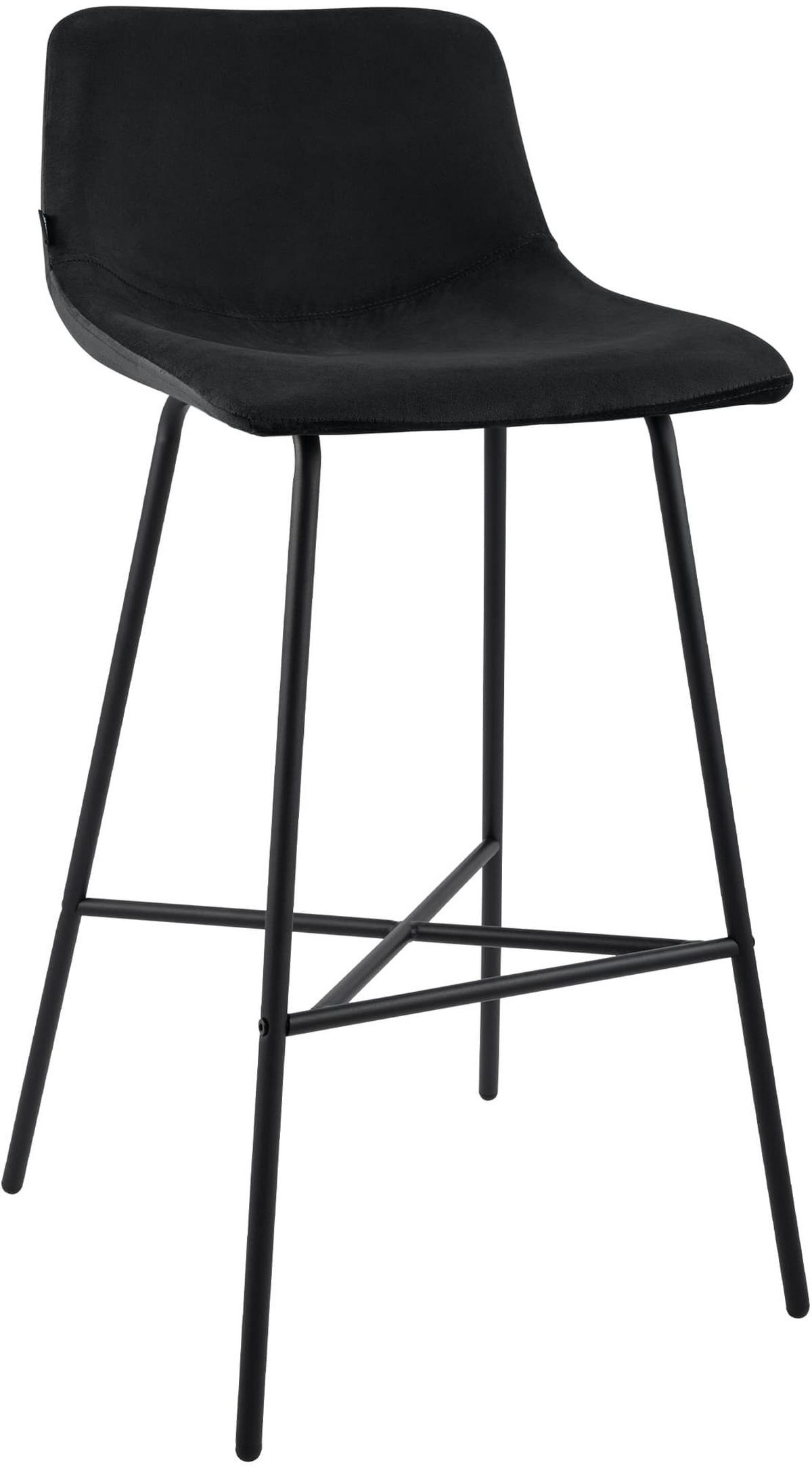 BARHOCKER Samt Schwarz - Schwarz, Textil/Metall (44/98/49cm) - CLP