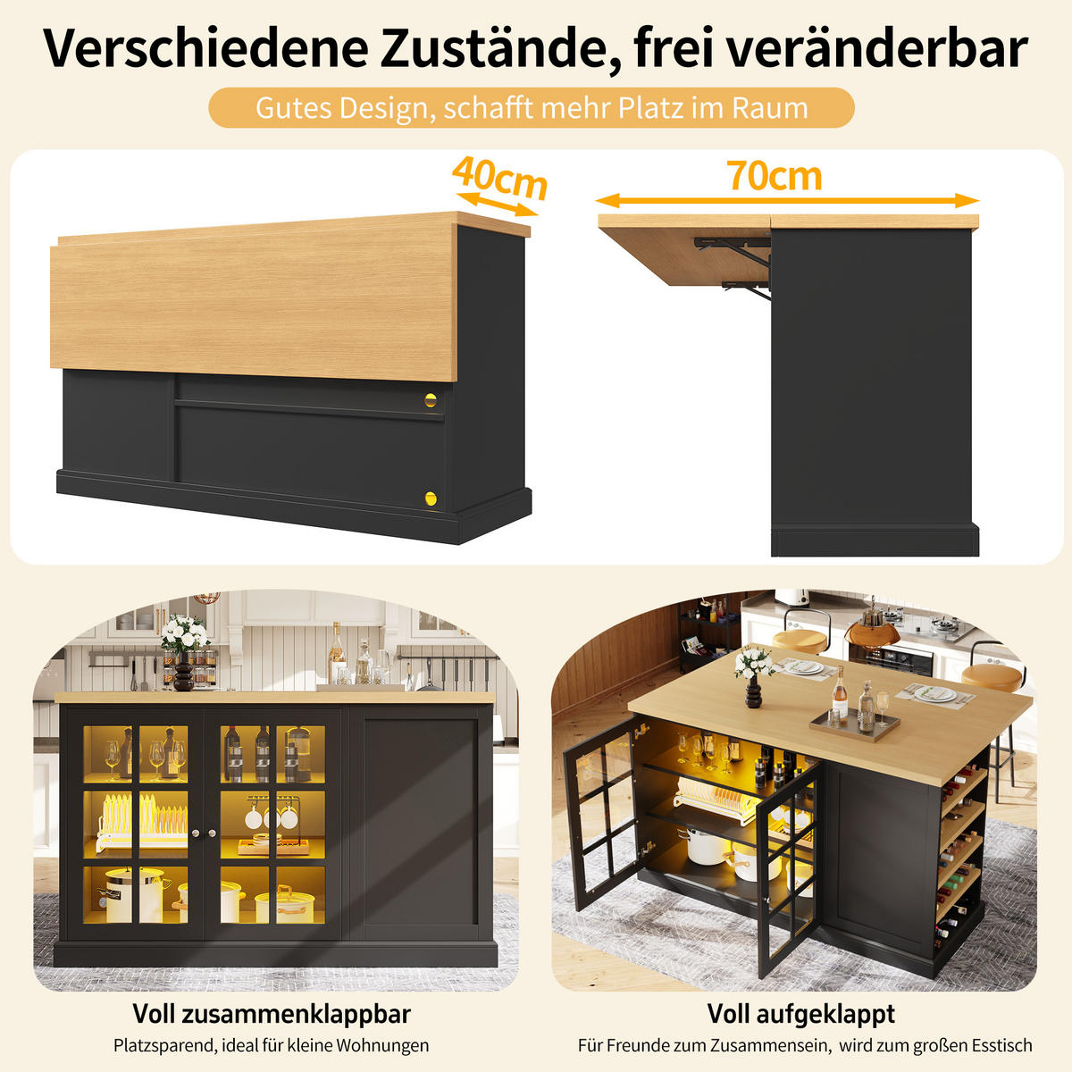BARTISCH Schwarz 120/70/90 cm - Schwarz, Holzwerkstoff (120/90/70cm) - PANGIVO