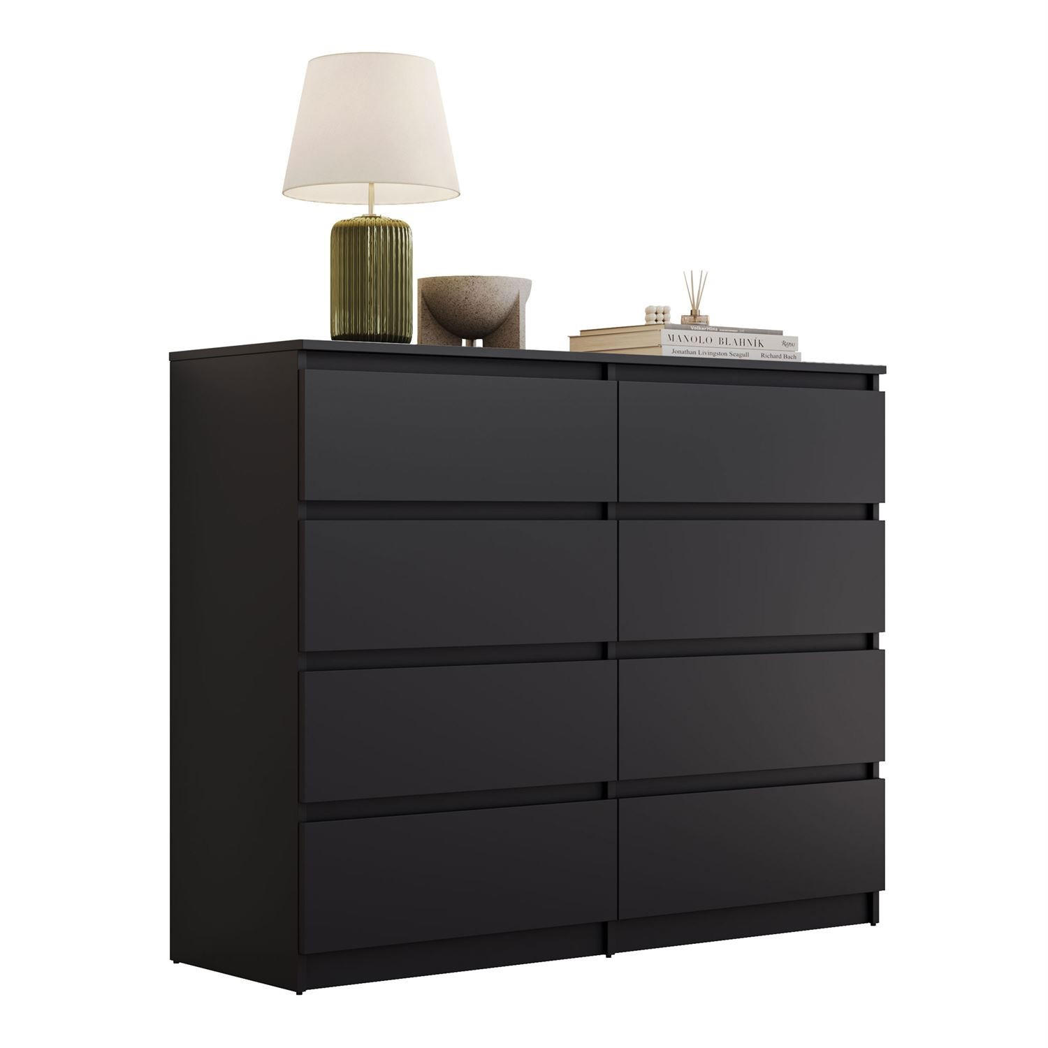 SIDEBOARD HANA M8 mit Schubladen Schwarz matt - Schwarz, Holzwerkstoff (120/97/40cm) - Lookway