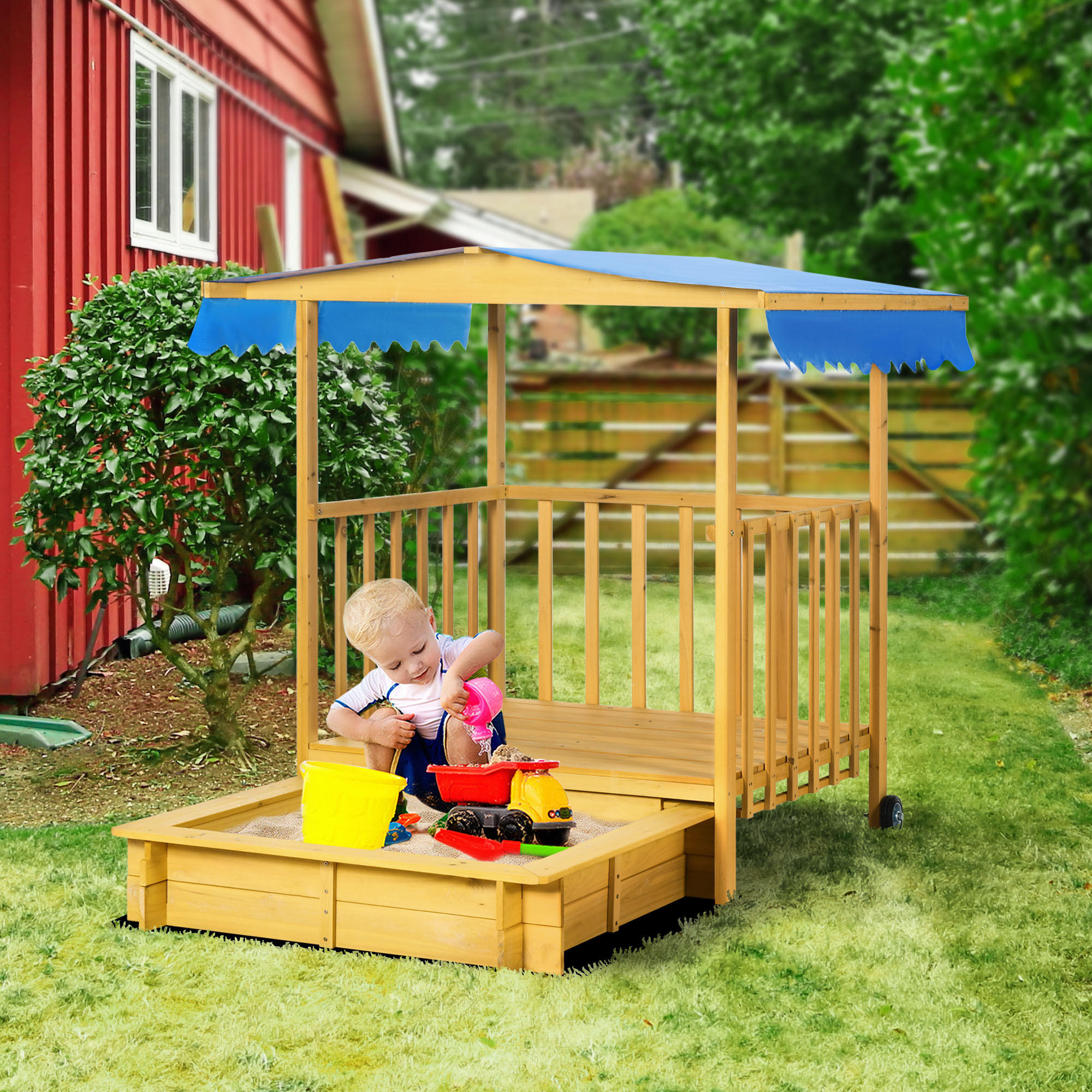 SANDKASTEN, Naturholz, Tanne - Naturfarben, Holz (133/129/137.5cm) - Outsunny