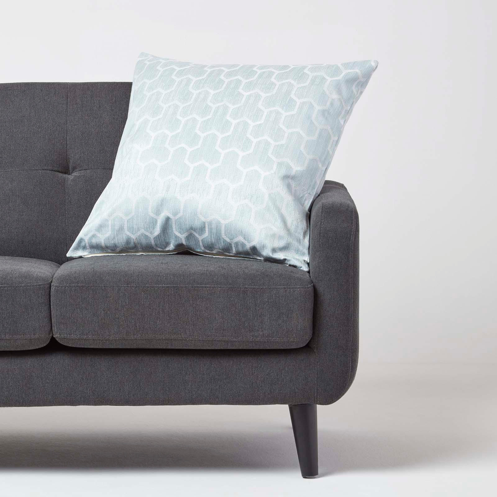 KISSENHÜLLE Jacquard geometrisch 60/60 cm - Blau, Textil (60/60cm) - Homescapes