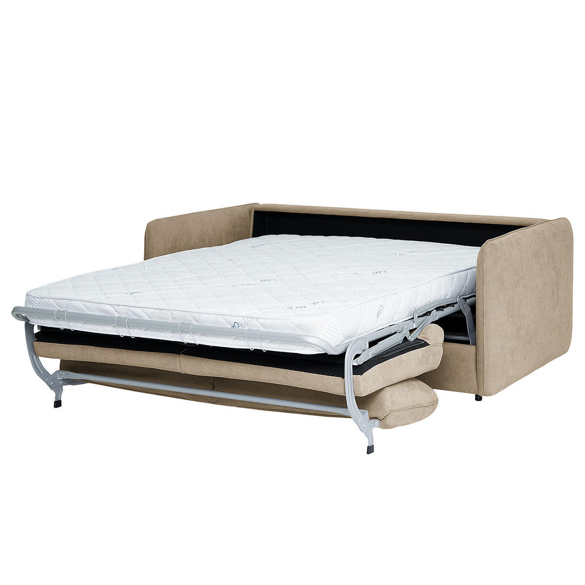 SCHLAFSOFA mit Matratze - Taupe/Schwarz, Kunststoff/Textil (194/86/104cm) - home24