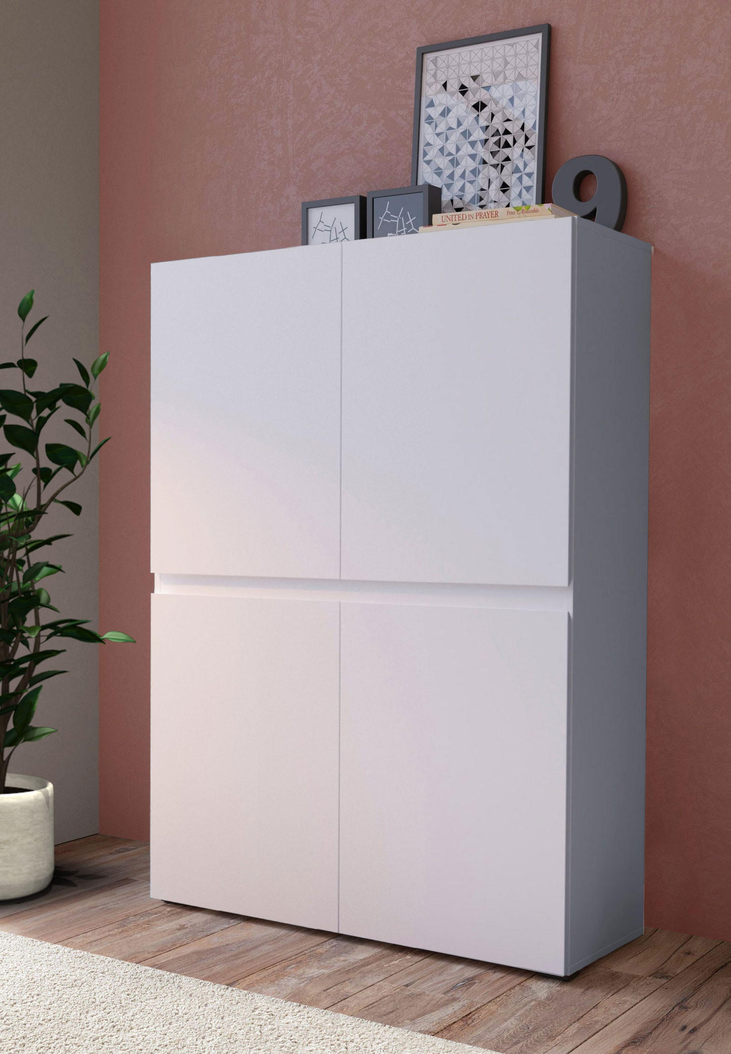 HIGHBOARD Rimini Weiß 90 / 40 / 129,4cm - Weiß, Holz/Holzwerkstoff (90/130/40cm) - Feldmann-Wohnen