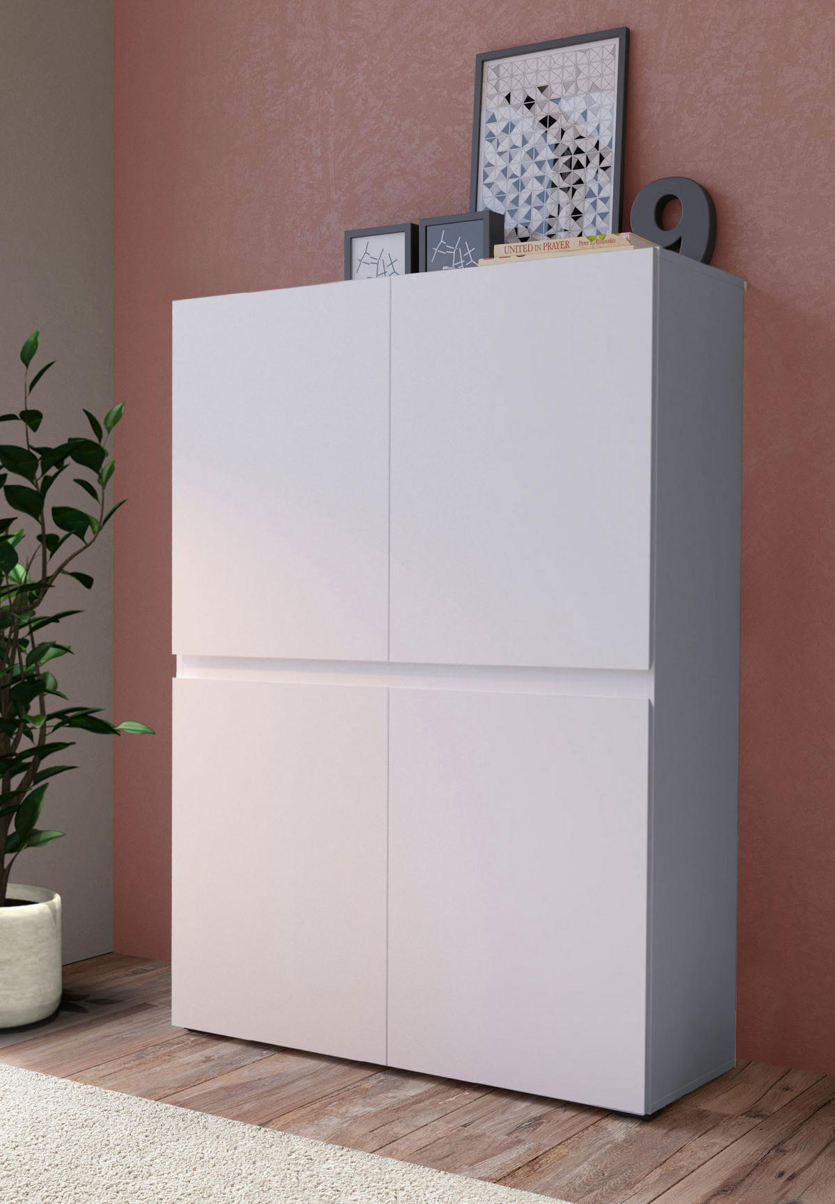 HIGHBOARD Rimini Weiß 90 / 40 / 129,4cm - Weiß, Holz/Holzwerkstoff (90/130/40cm) - Feldmann-Wohnen