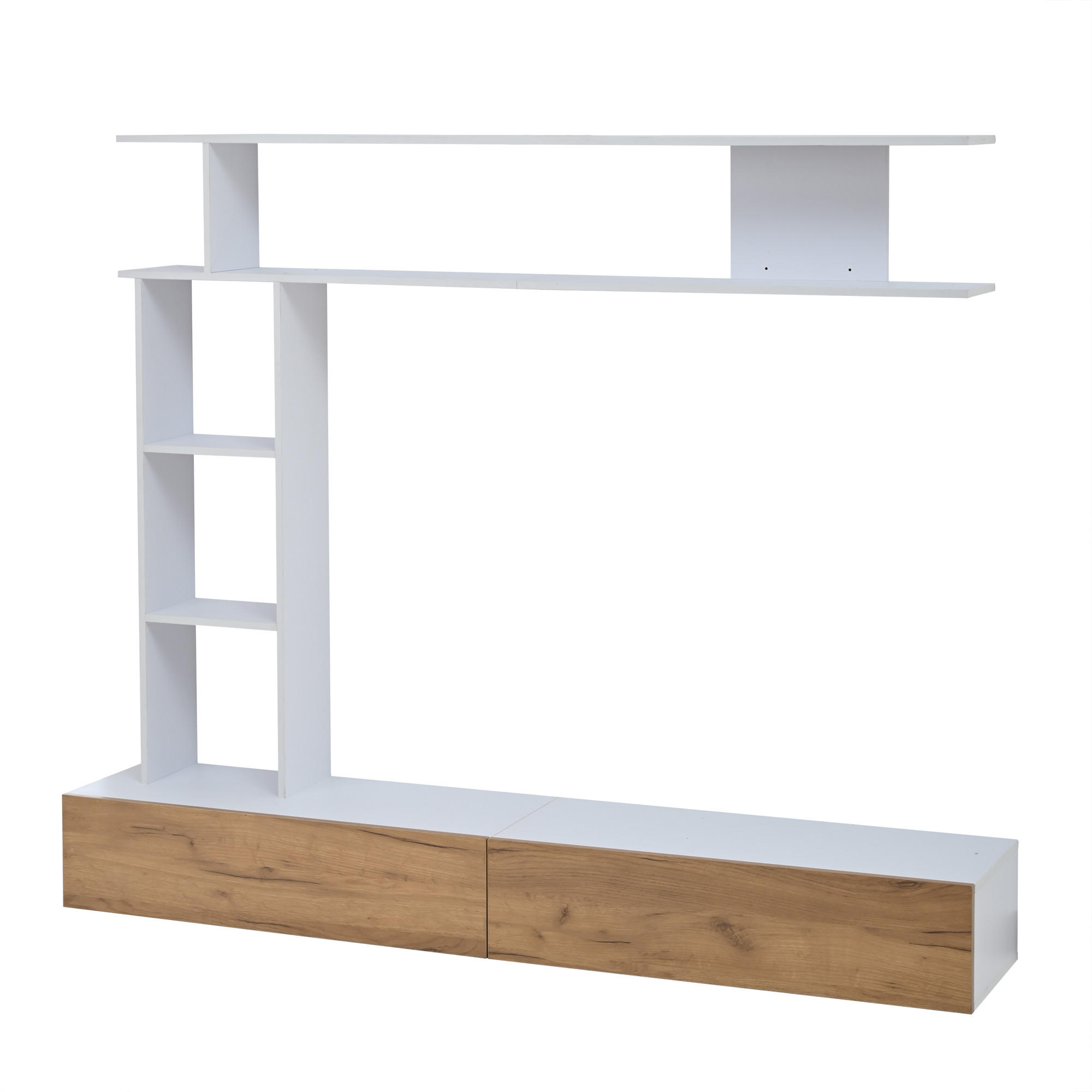 TV-ELEMENT3TLG 180cm TVWohnwandSet für 80ZollFernseher mit Wandregal WeißHolz - Weiß, Holz (36.5/16.99/95.99cm) - Raelunyi