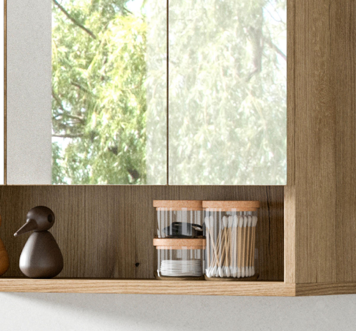 BADMÖBEL-SET Kaschmir, Evoke Eiche 2-teilig 60 cm, Badkombination in modernem Design - Kaschmir/Eichefarben, Glas/Holzwerkstoff (60/191/35cm) - Inn.Furn