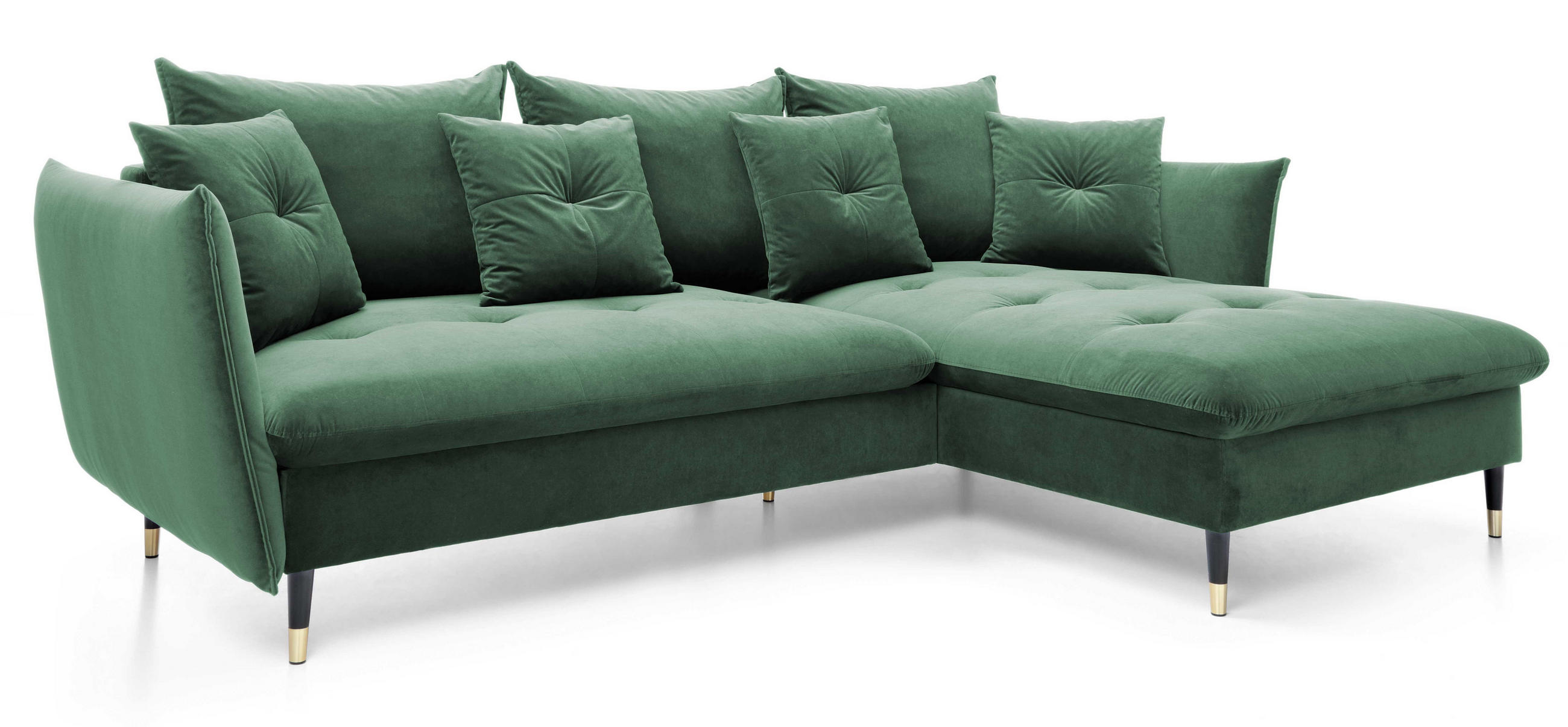 ECKSOFA 260 cm Sagir mit Schalffunktion, Bettkasten, Rechts - Grün - Schwarz/Grün, Holz (258/167cm) - Emporius