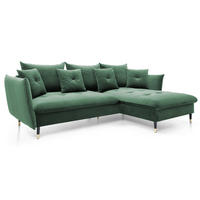 ECKSOFA 260 cm Sagir mit Schalffunktion, Bettkasten, Rechts - Grün - Schwarz/Grün, Holz (258/167cm) - Emporius