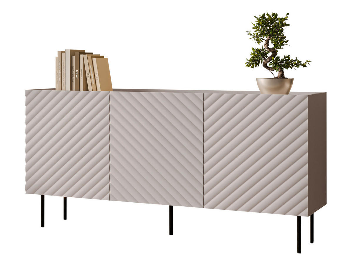 SIDEBOARD Lucca 165 3D - Kaschmir/Schwarz, Holz/Holzwerkstoff (166/80/40cm) - MIRJAN24