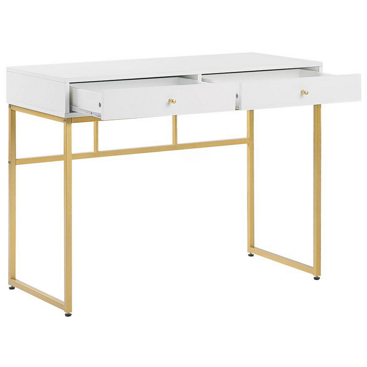 SCHREIBTISCH weiß/gold 100/48/79 cm Daphne - Weiß, Holzwerkstoff (48/100/79cm) - Beliani