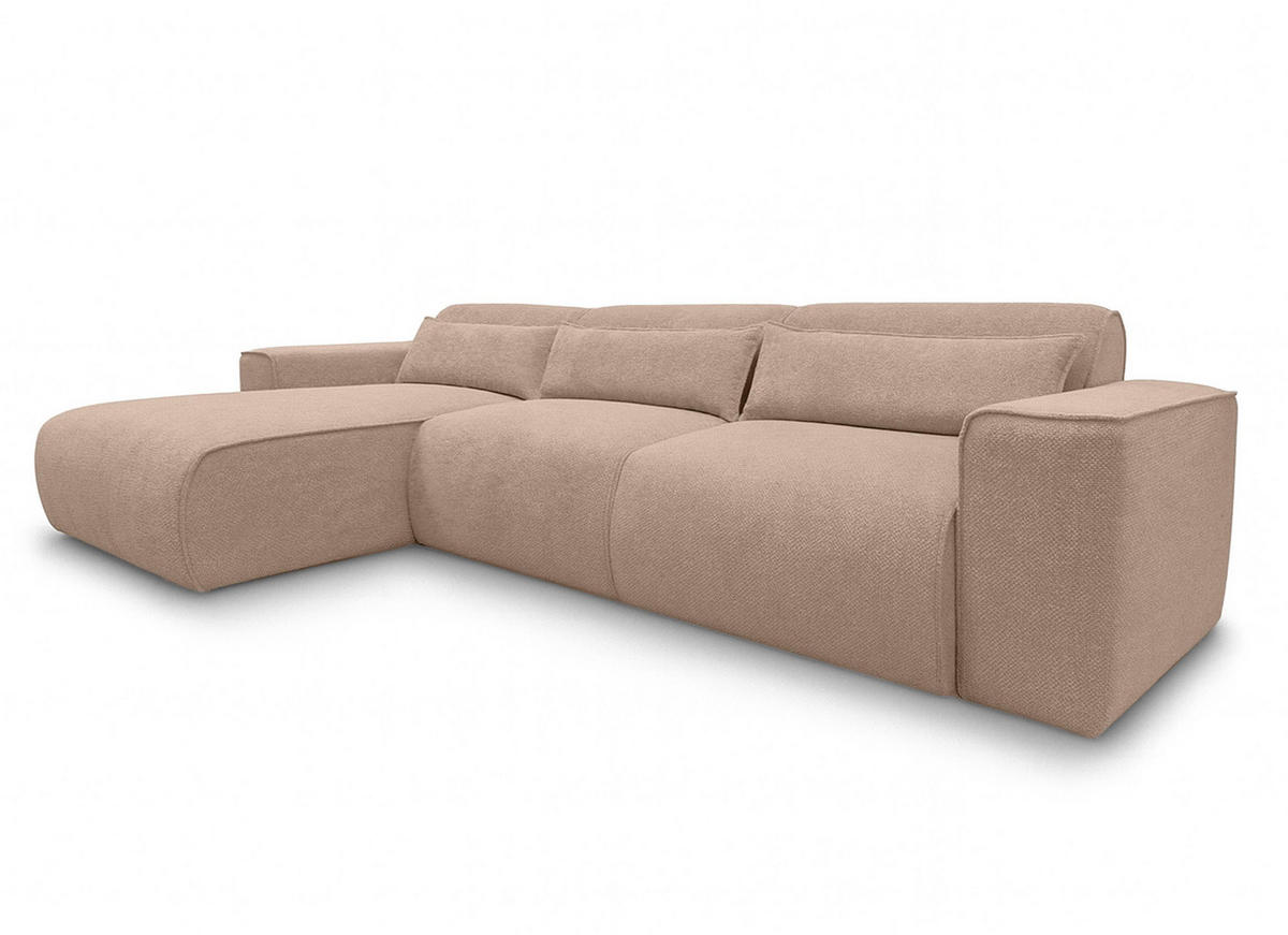ECKSOFA L Form Ruyam Beige 310/165/78 cm – Schlaffunktion Links - Beige/Schwarz, Kunststoff/Textil (170/310cm) - AX Living