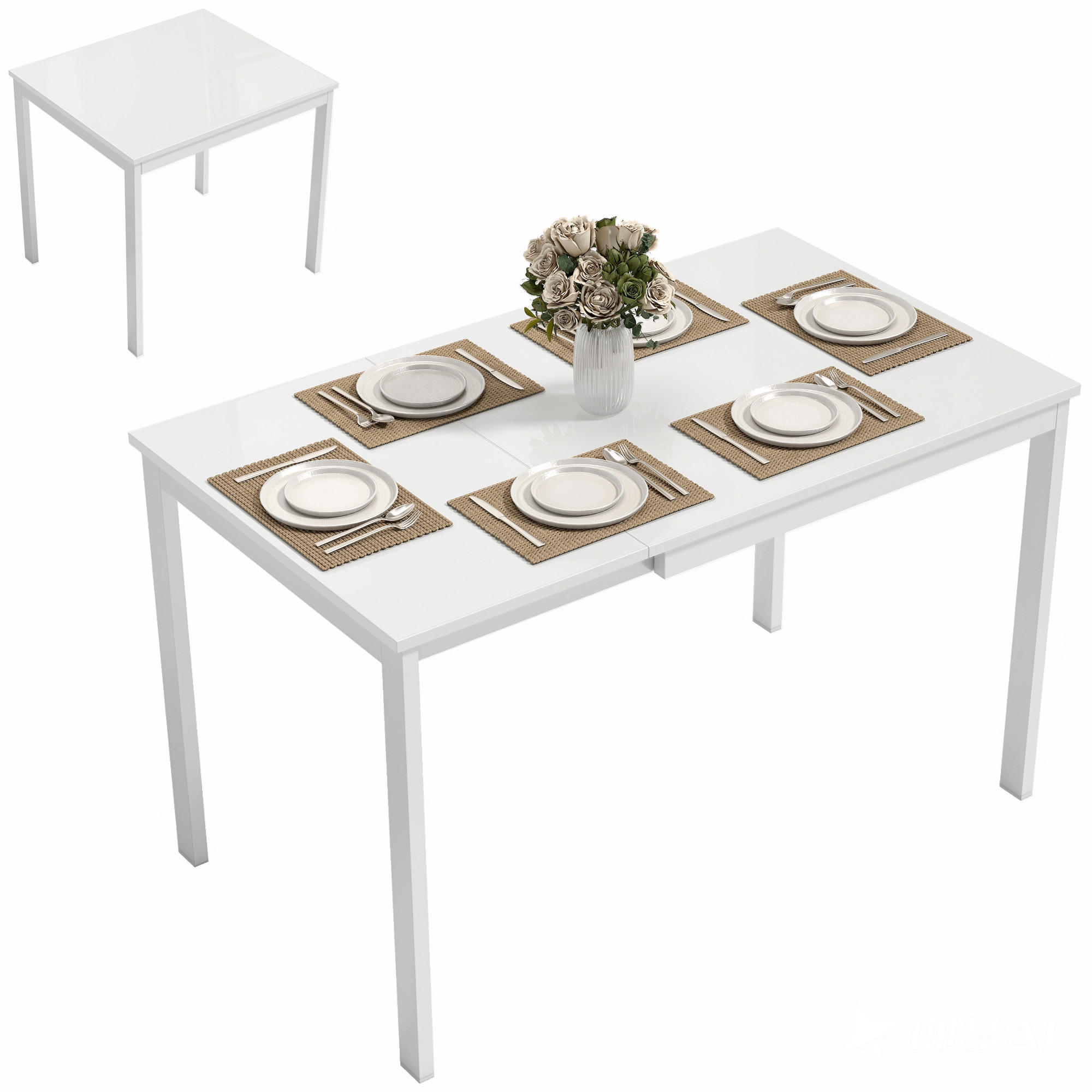 ESSTISCH Weiß 1 Stück - Weiß, Naturmaterialien (120/70/74cm) - GiPP