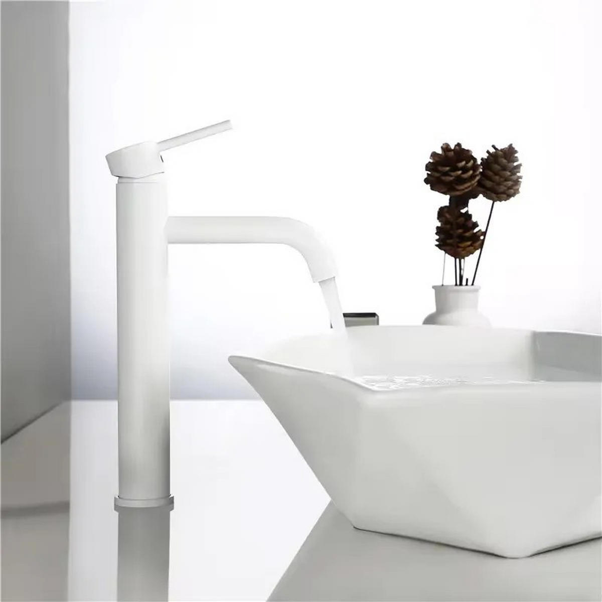 WASCHBECKENARMATUR Rea Lungo White High - Weiß, Metall (5/28/18cm) - REA