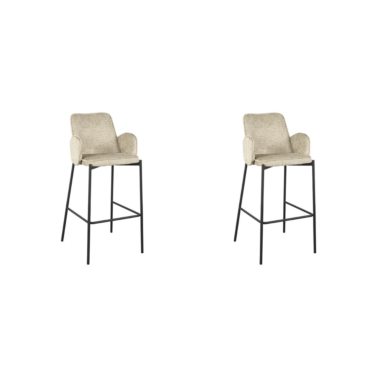 BARHOCKER Joni Beige 53/51/107 cm 2er-Set - Hellbraun, Textil (51/107/53cm) - LABEL51