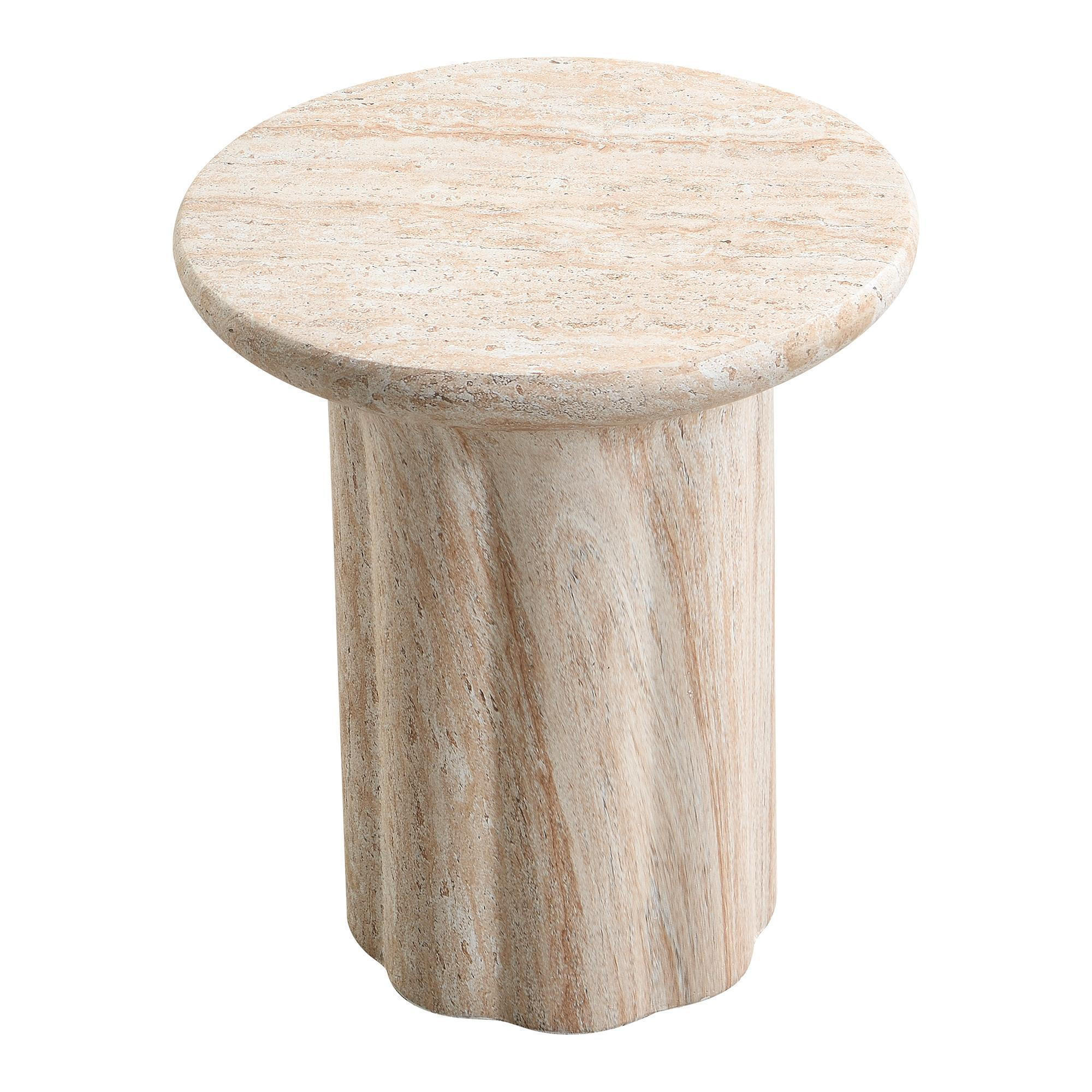 BEISTELLTISCH in Travertinoptik,Beige - Beige, Naturmaterialien (40/40/45cm) - KOMHTOM