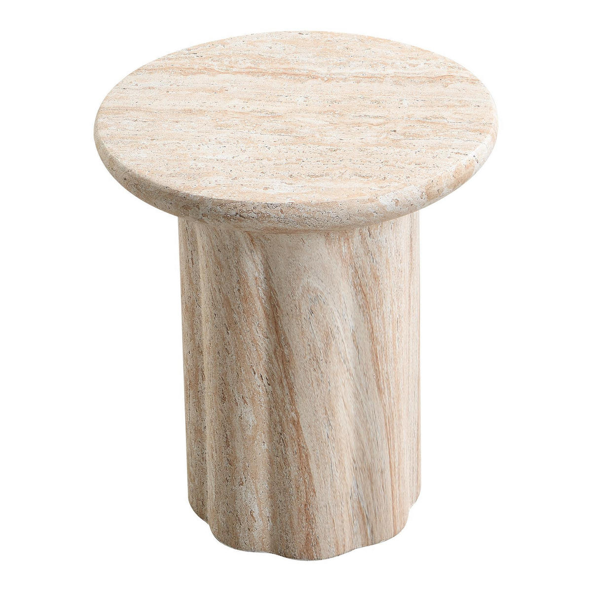 BEISTELLTISCH in Travertinoptik,Beige - Beige, Naturmaterialien (40/40/45cm) - KOMHTOM