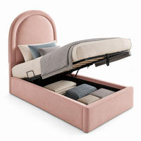 POLSTERBETT 90/200 cm in Rosa Kinderbett mit Bettkasten Samt Halbkreisbogen-Design - Rosa, Holzwerkstoff/Textil (90/200cm) - STILVORA