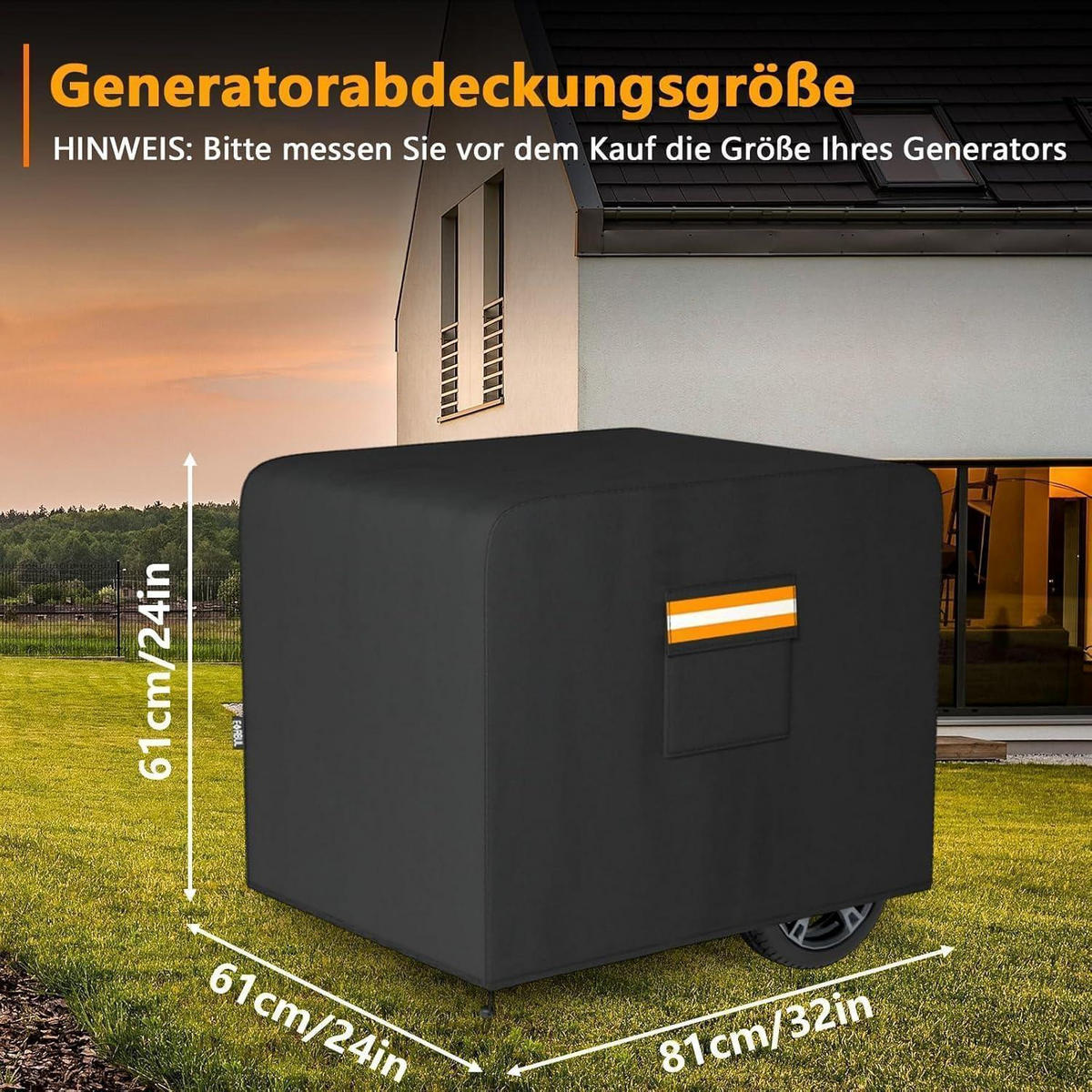 GENERATORABDECKUNG 81 x 61 x 61 cm Schwarz - Schwarz, Textil (61/61/81cm)