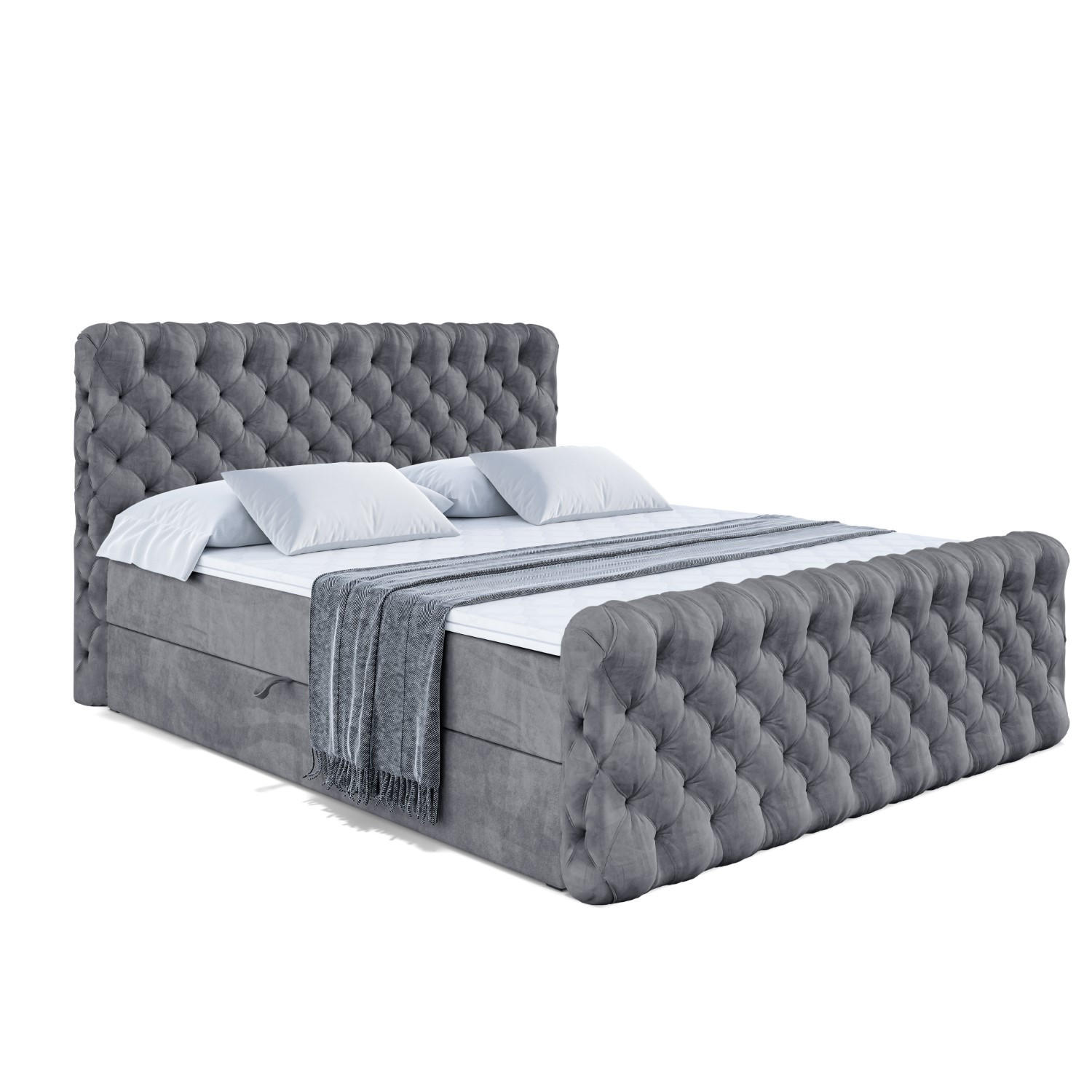 ALTDECOR AMERICKÁ postel BOXI8-Z – 140 × 200 cm – H3 – tmavě šedá
