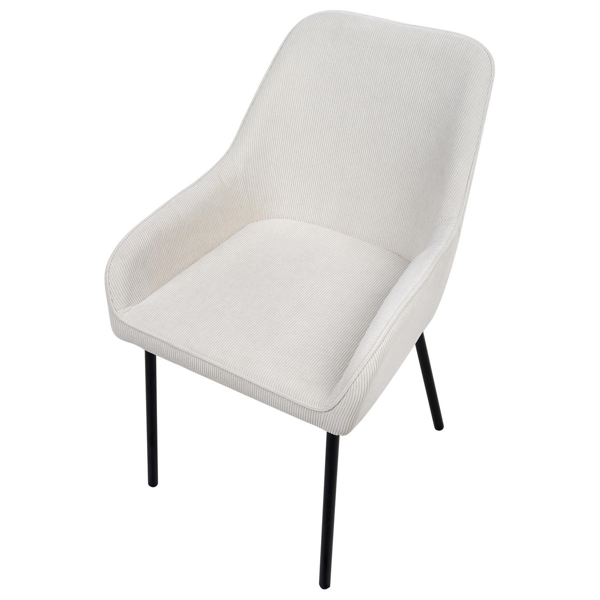 ESSZIMMERSTUHL 2er-Set Cremeweiß Loverna - Schwarz/Weiß, Textil (54/87/63cm) - Beliani