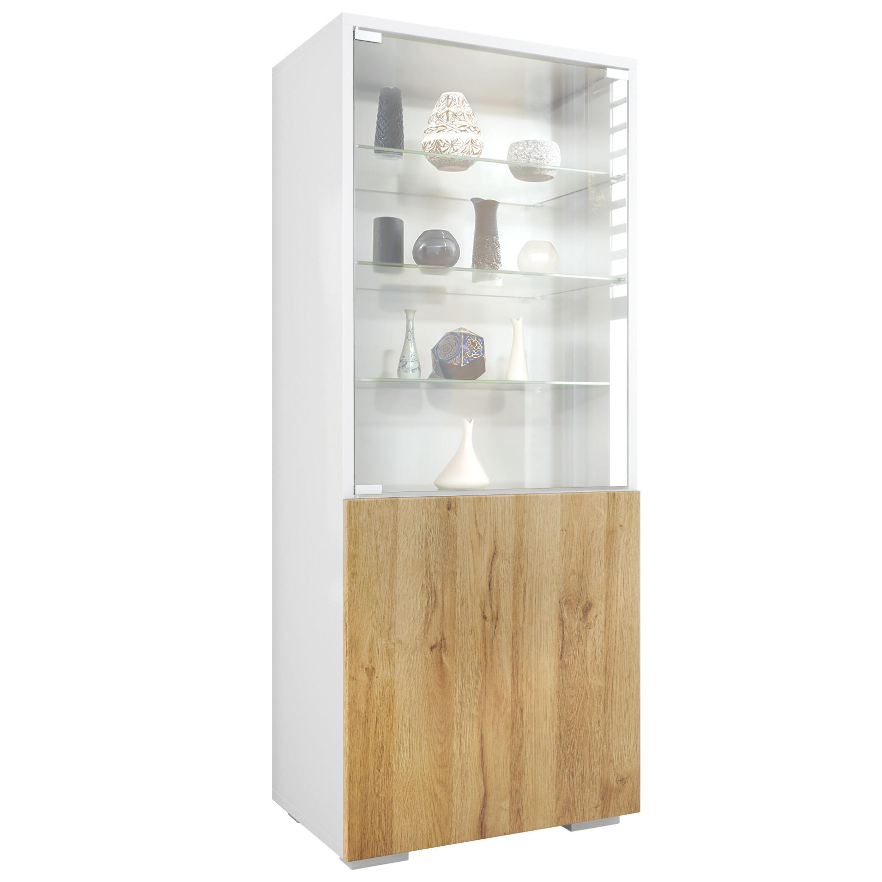 Vladon Vitrine Eiche 50x122.5x34.5 cm