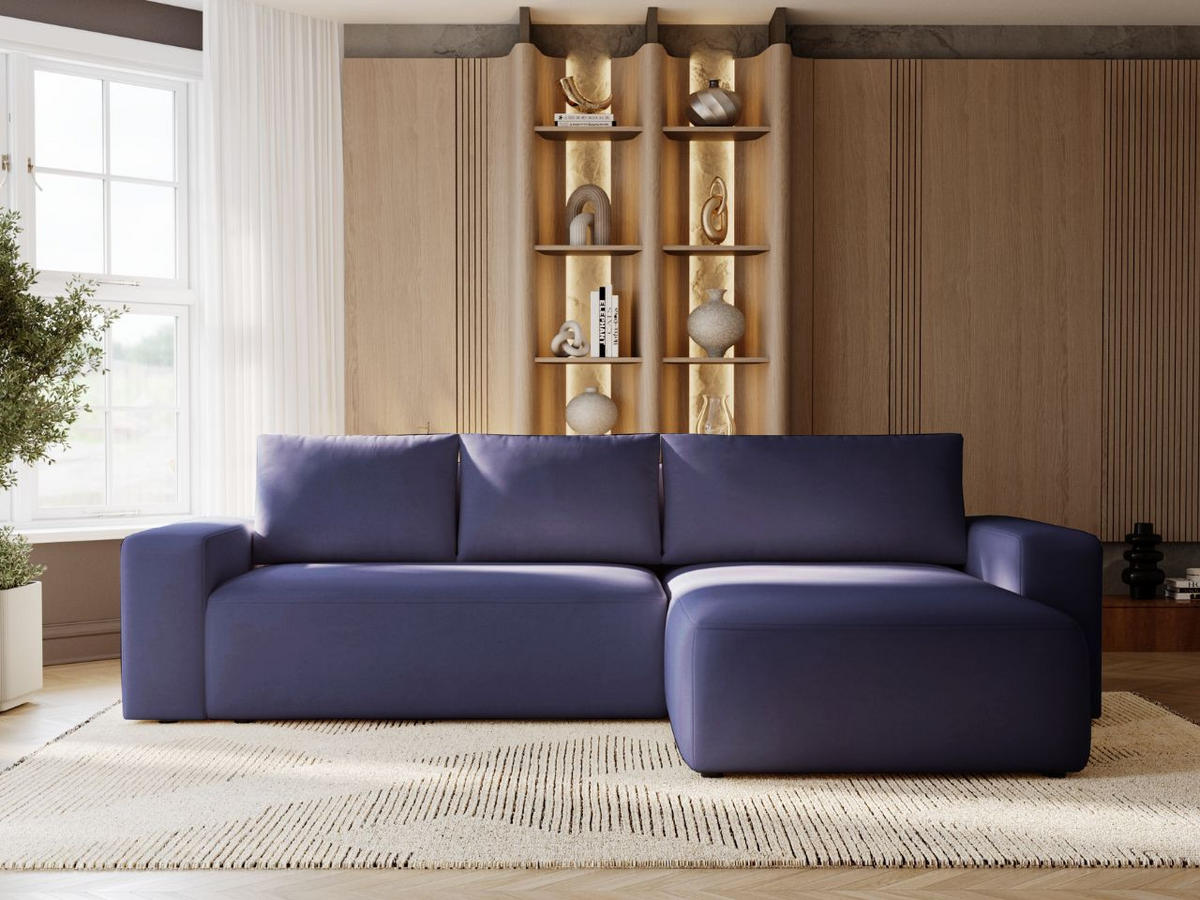 ECKSOFA Tazones Dunkelblau Rechts - Dunkelblau, Holz/Kunststoff (250/165cm) - Graingold