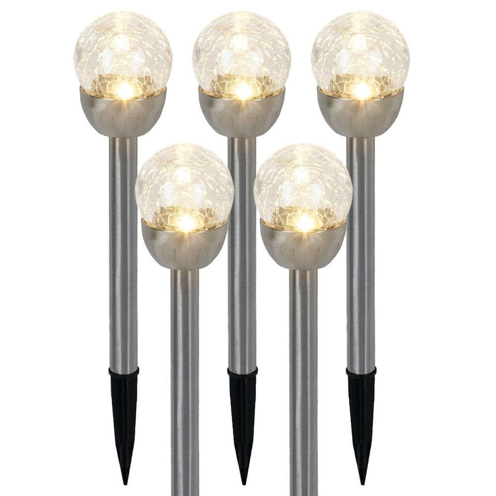 LED AUSSENLEUCHTE Edelstahl Silber 5er Set - Silberfarben, Glas (6/6/24.5cm)