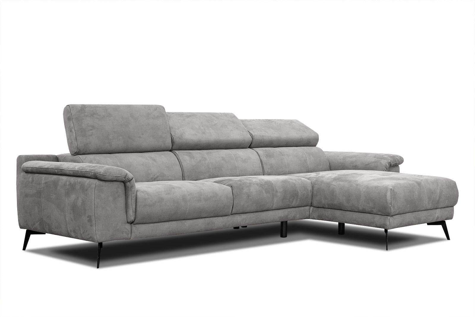 ECKSOFA FIERO 4-Sitzer, hellgrau - Hellgrau/Schwarz, Holzwerkstoff/Textil (288/170cm) - Courtois Laville