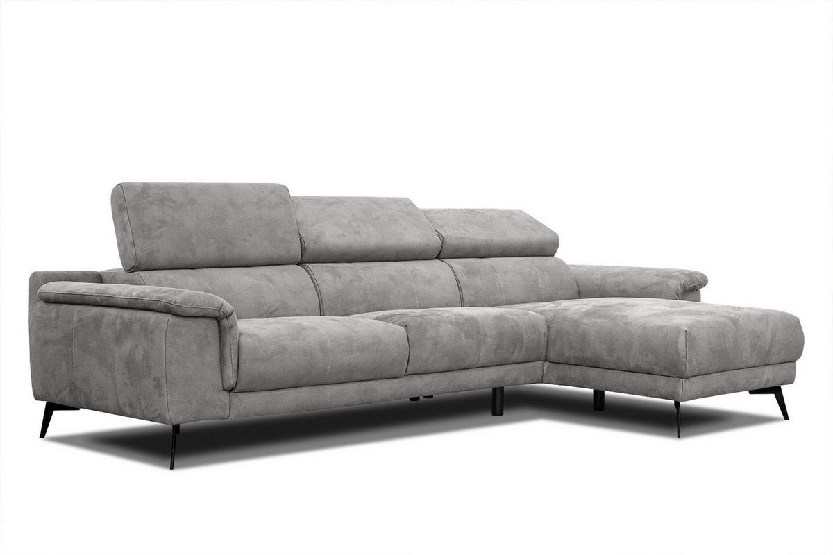 ECKSOFA FIERO 4-Sitzer, hellgrau - Hellgrau/Schwarz, Holzwerkstoff/Textil (288/170cm) - Courtois Laville