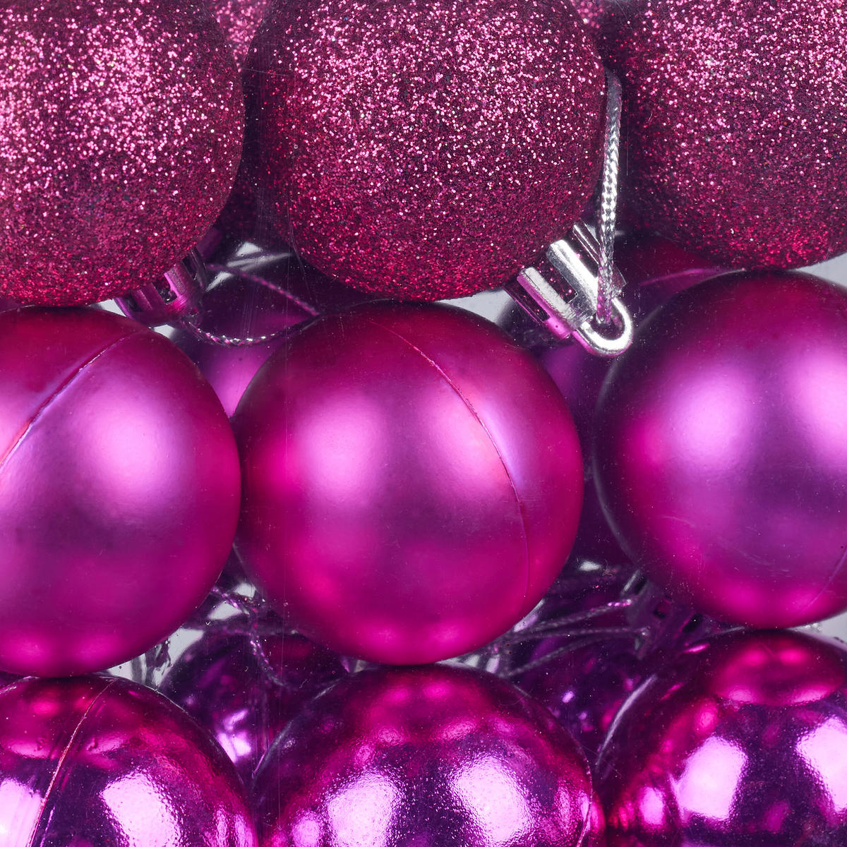 WEIHNACHTSKUGELN-SET 50-tlg. - Pink, Kunststoff (6/7/6cm) - Relaxdays