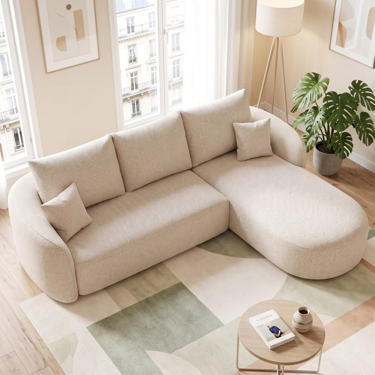 ROHOVÁ POHOVKA Modulární cloud pohovka bílá 266 cm – pravé provedení - bílá, textil (266/168cm) - Urban Meuble
