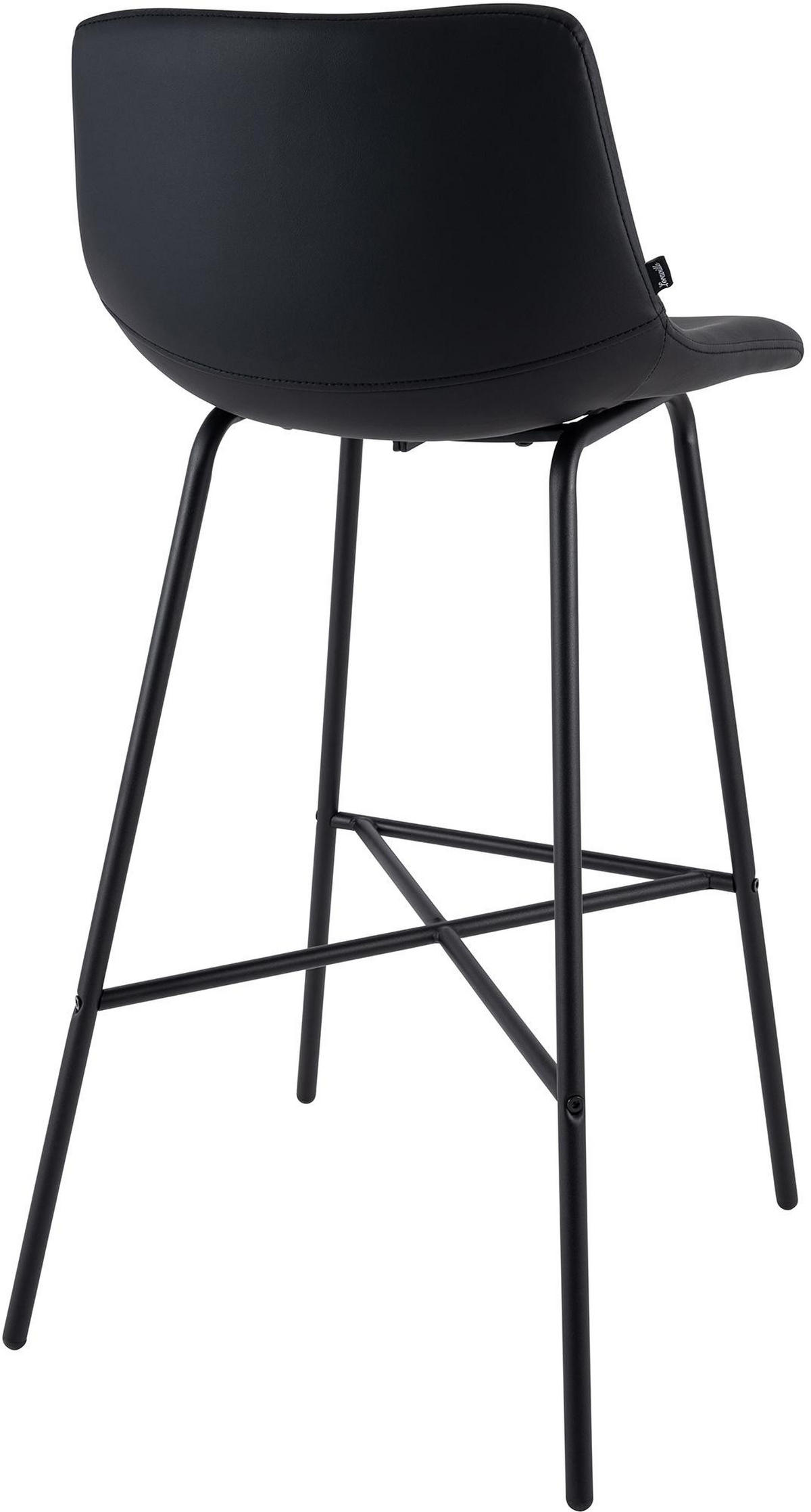 BARHOCKER Lederlook Schwarz - Schwarz, Textil/Metall (44/98/49cm) - CLP