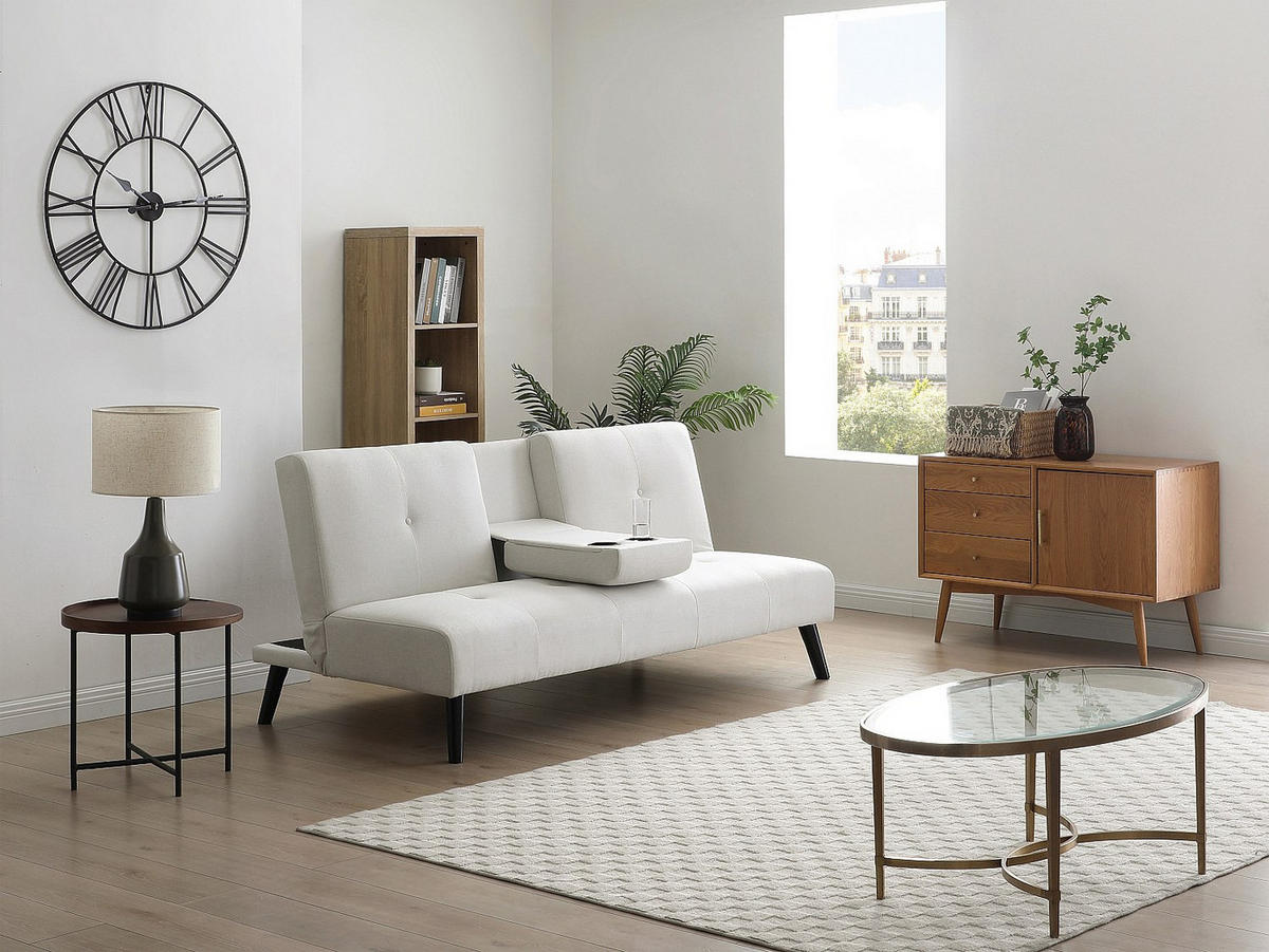 3-SITZER-SCHLAFSOFA Clic-Clac - Stoff - Beige - mit Ablage CLOSIPA - Beige, Textil (182/85/91cm) - Vente-Unique