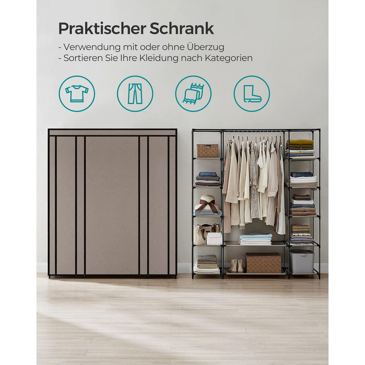 KLEIDERSCHRANK MALABO - Taupe, Kunststoff (45cm) - Hansiro