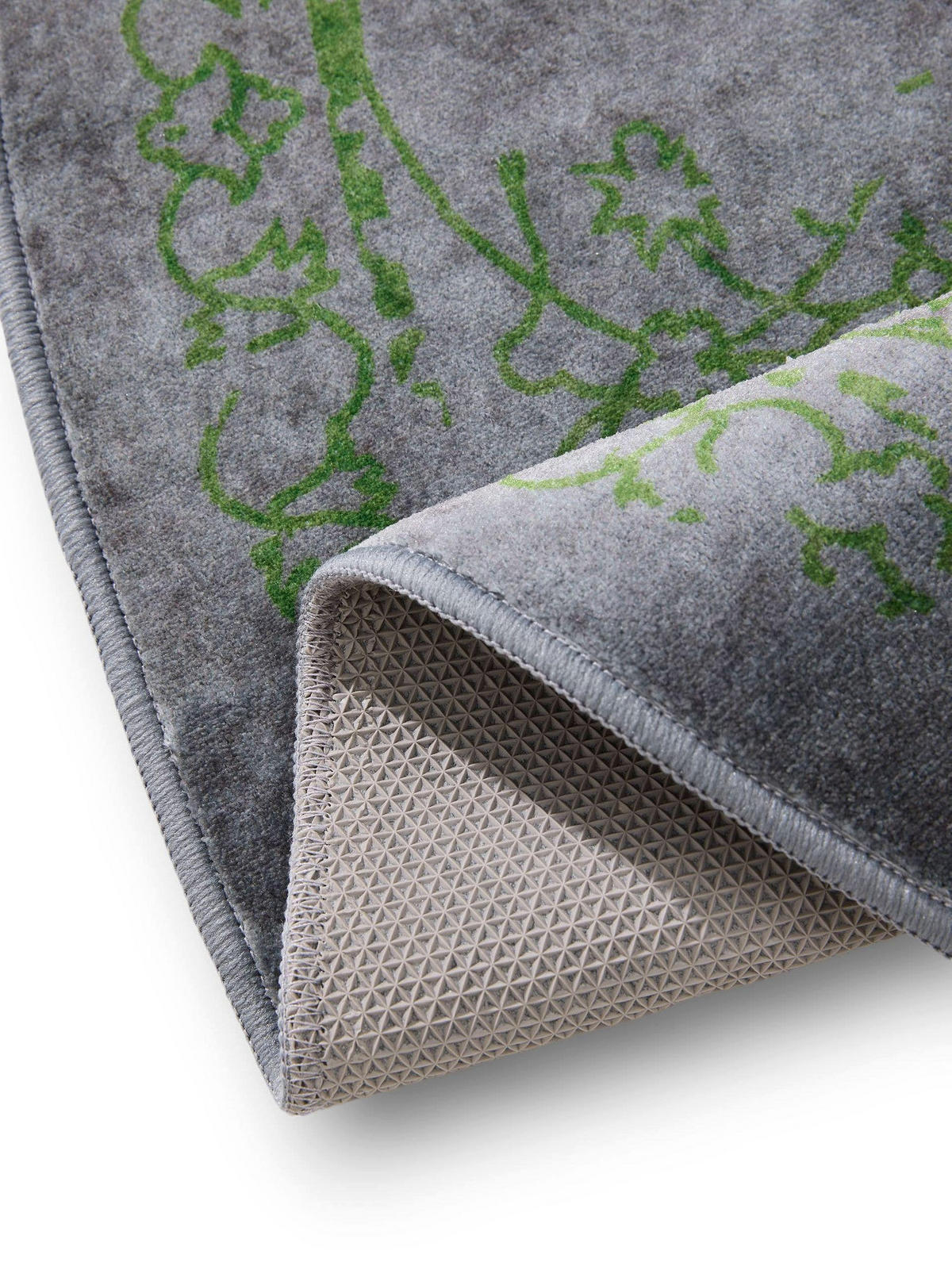 VINTAGE-TEPPICH Miray waschbar ø 160 cm rund - Grau/Grün, Kunststoff (160/160cm) - benuta Nest