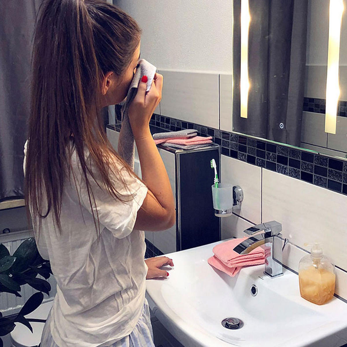 ABSCHMINKTÜCHER, 14er-Set, 25x25 cm, 80% Polyester, 20% Polyamid, farblich sortiert - Multicolor, Textil (25/25cm) - Zollner