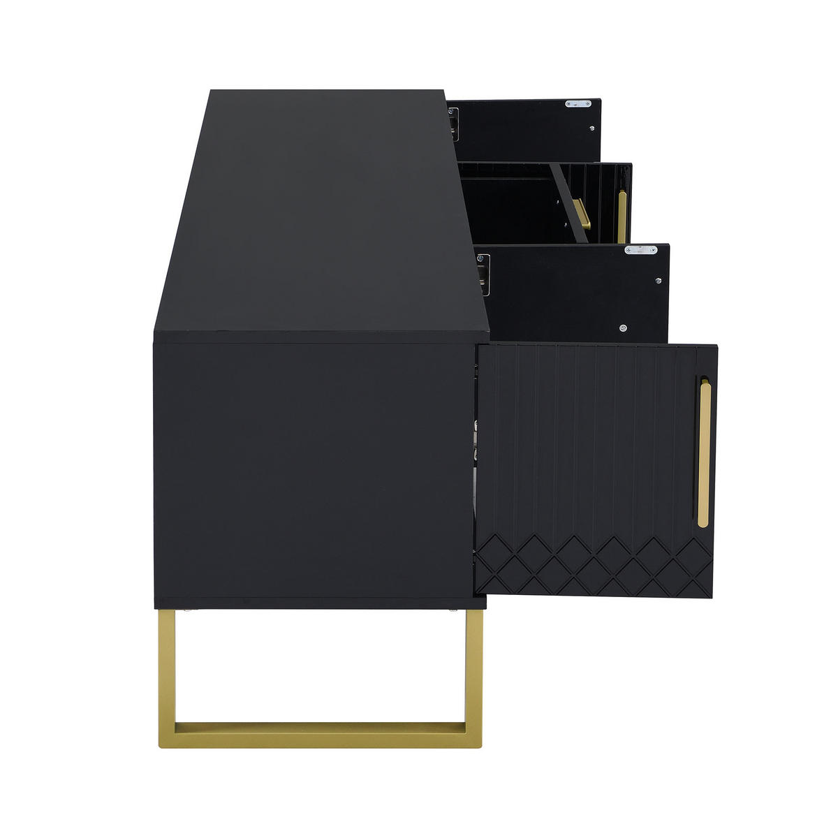 TV-SCHRANK 160x40x47cm Walnuss Mit Durchbrochenem Holzdesign - Schwarz, Holzwerkstoff (40/53.5/170cm) - FLIEKS