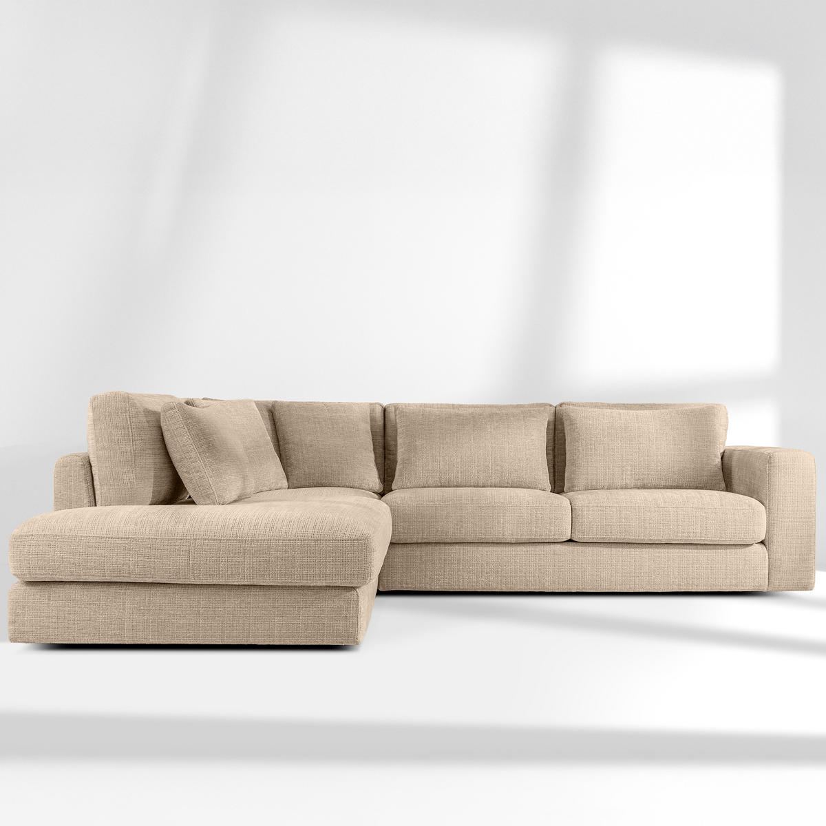 ECKSOFA links VERUS - Beige, Holz/Holzwerkstoff (297/248cm) - KONSIMO®